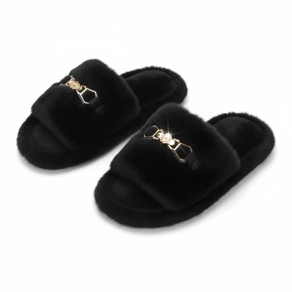 women's plush faux fur slippers