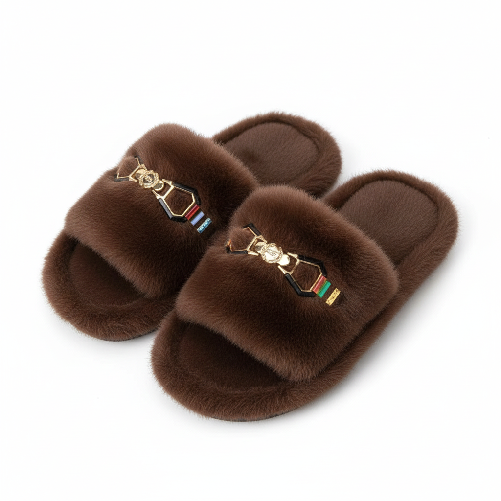women's plush faux fur slippers