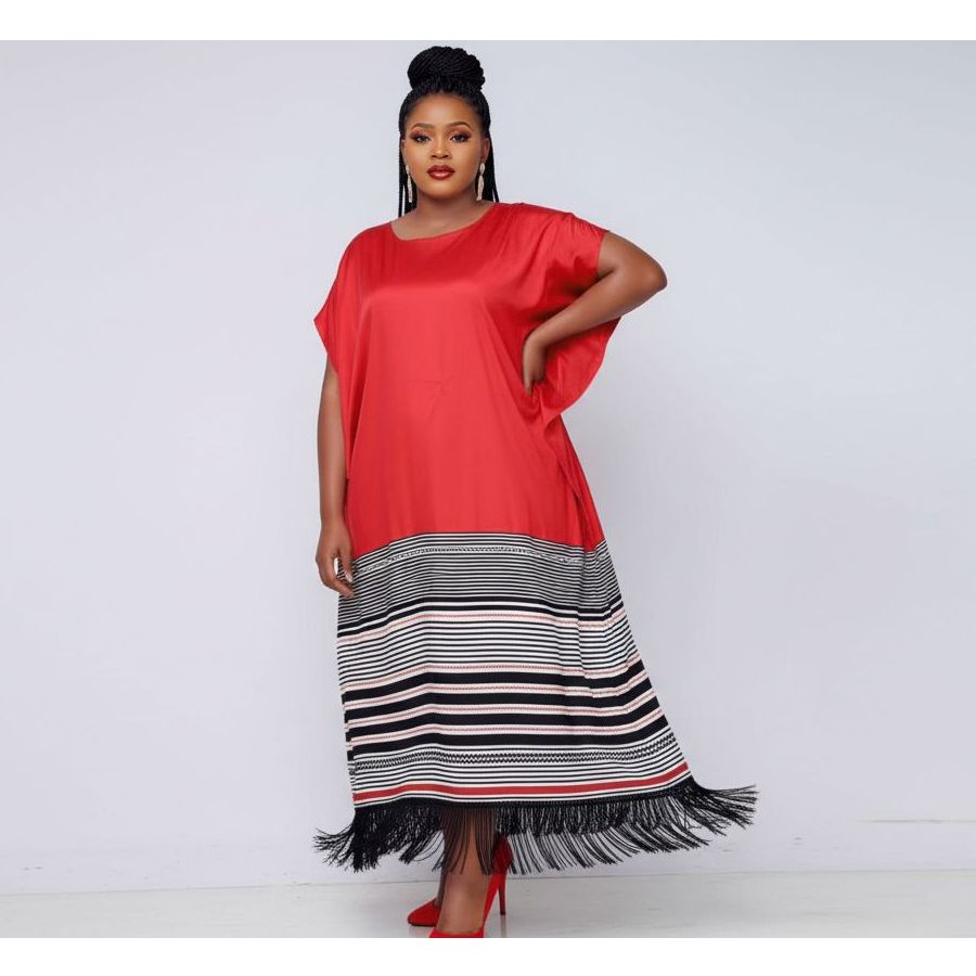Short Sleeve Printed Xhosa Maxi Traditional Dress.