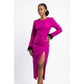 Split High Waist Long Sleeve Dress