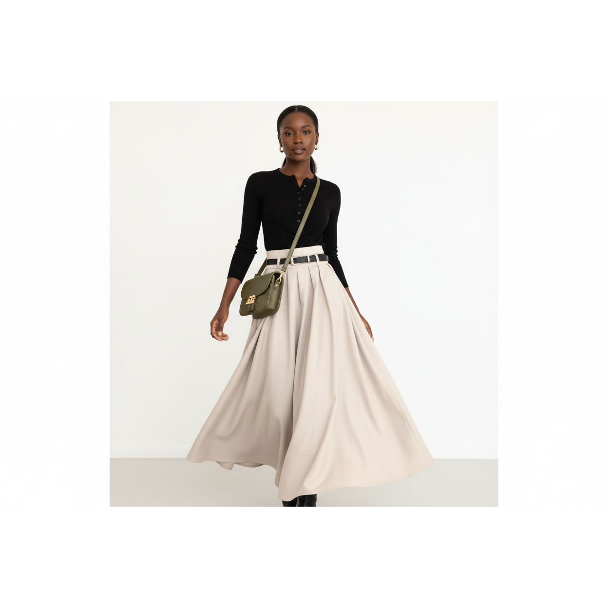 Elegant High-Waisted Umbrella Skirt