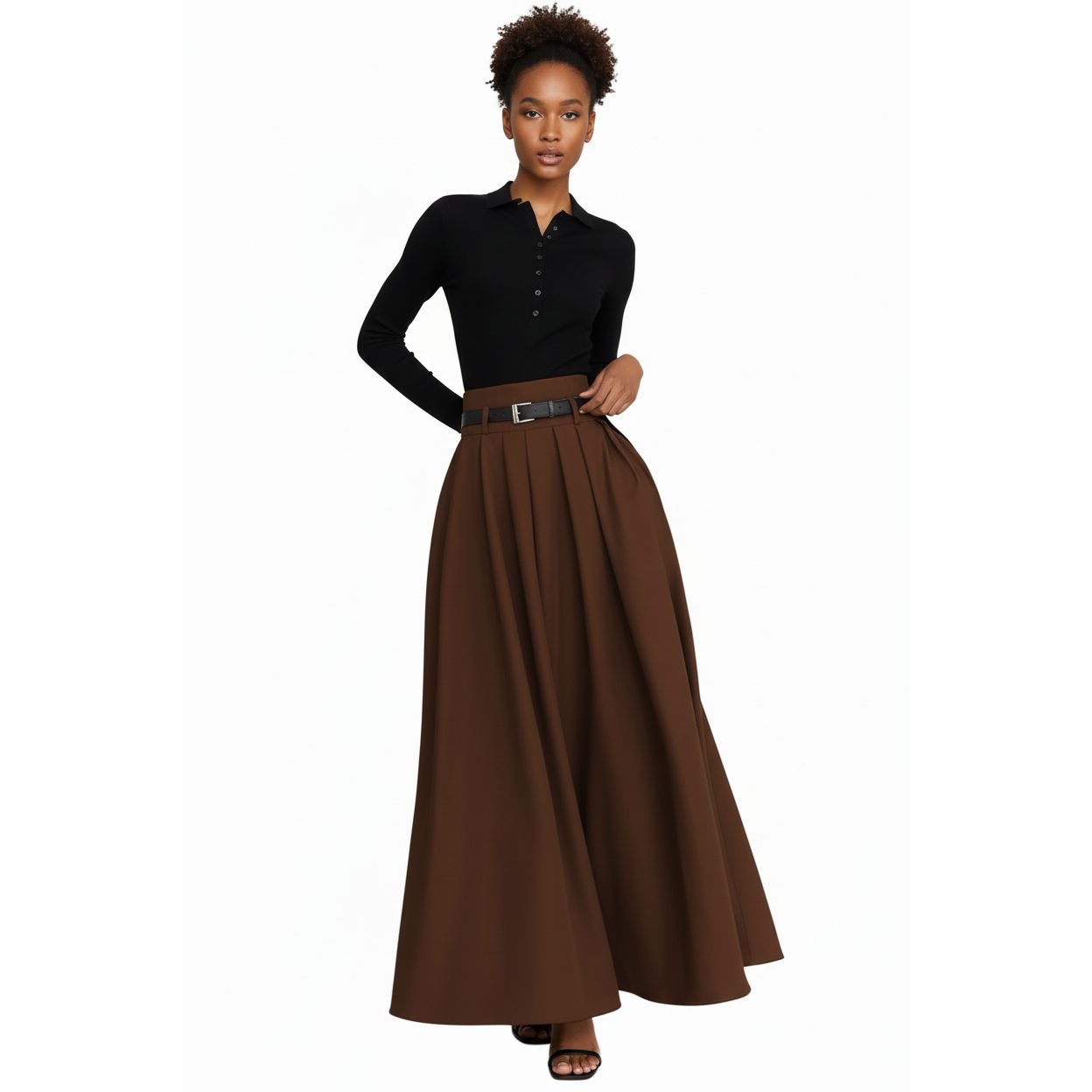 Elegant High-Waisted Umbrella Skirt