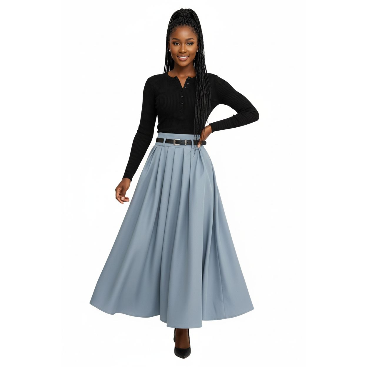Elegant High-Waisted Umbrella Skirt