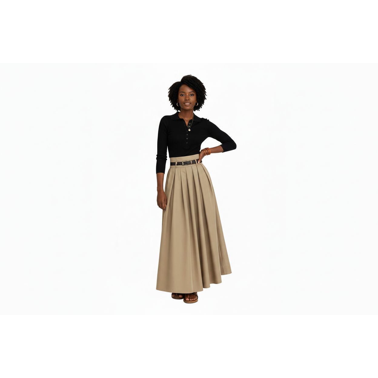 Elegant High-Waisted Umbrella Skirt