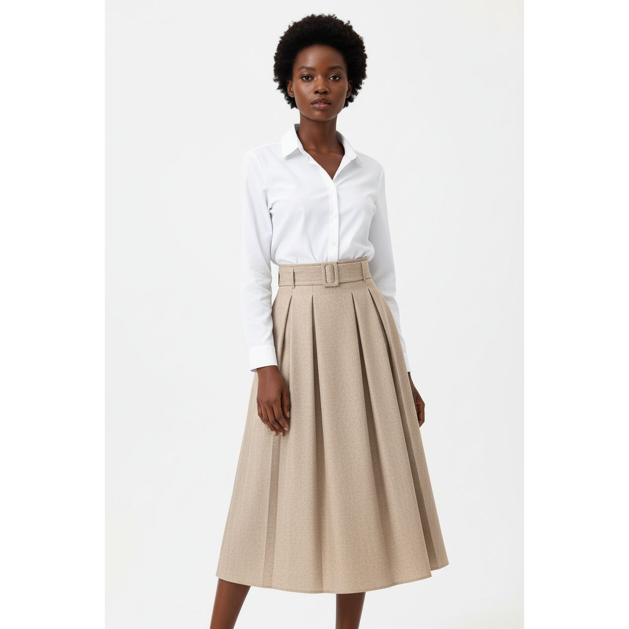 High-Waist A-line Pleated Maxi Skirt