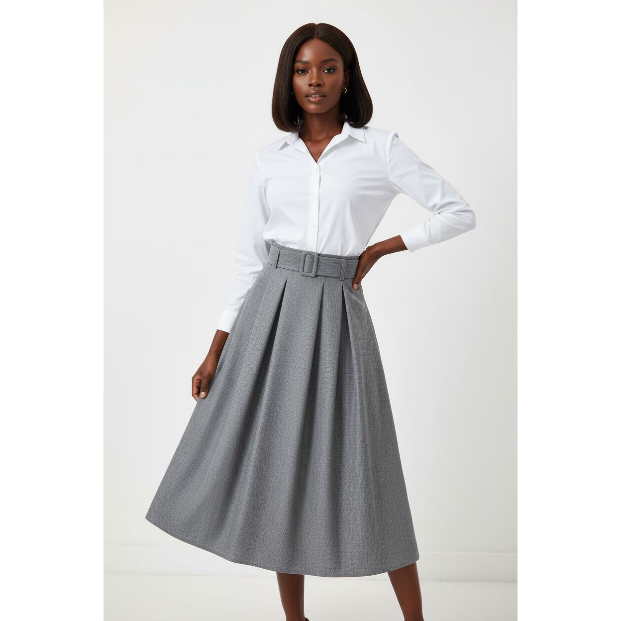 High-Waist A-line Pleated Maxi Skirt