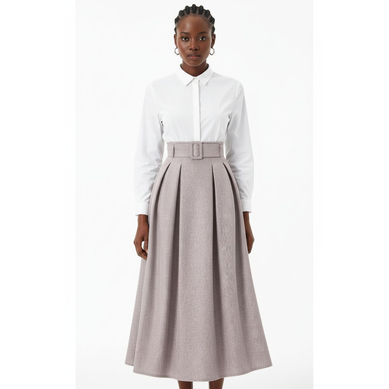 High-Waist A-line Pleated Maxi Skirt