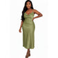 Elegant Satin Drape Cowl-Neck Dress
