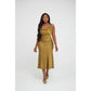 Elegant Satin Drape Cowl-Neck Dress
