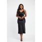 Elegant Satin Drape Cowl-Neck Dress