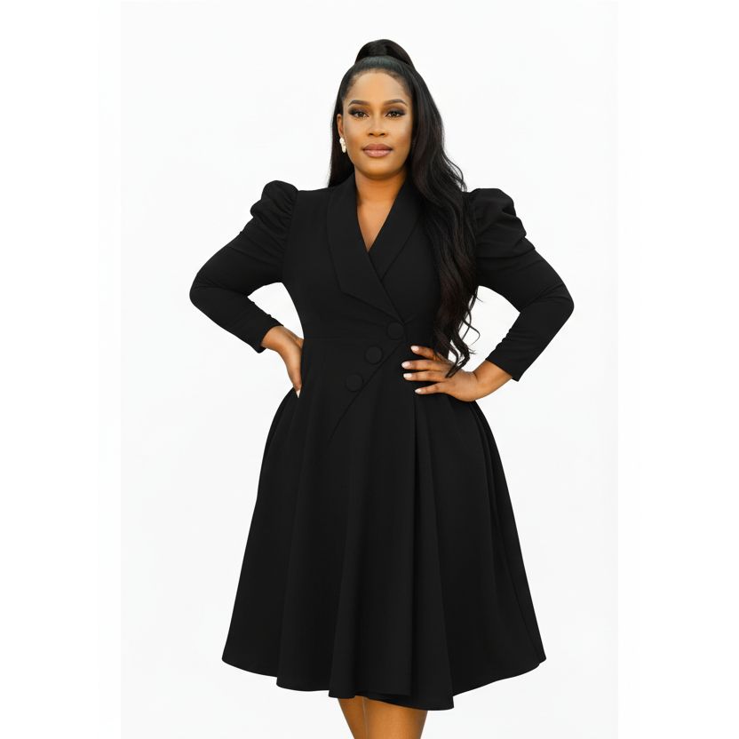 Plus Size Vintage Midi Blazer Dress