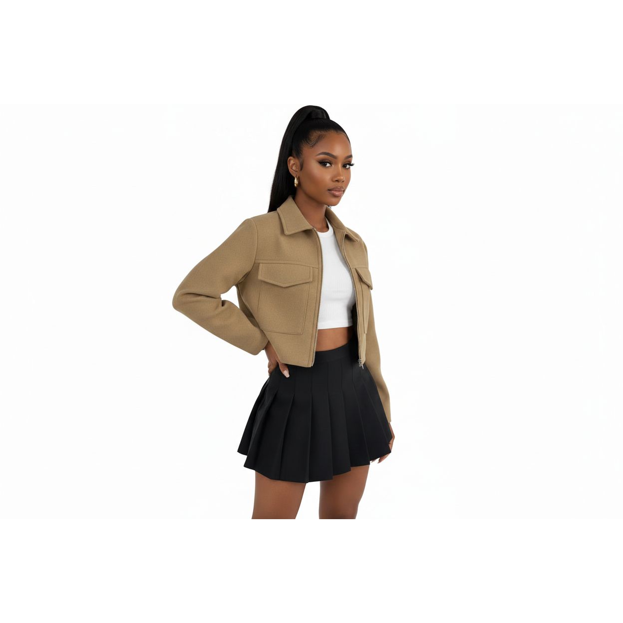 Collar Crop Zip-Up Jacket – YELLOW SUB TRADING