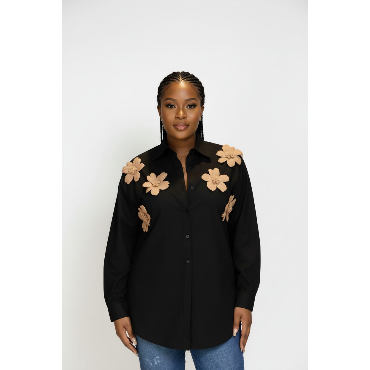 Floral Long-Sleeve 3D Shirt