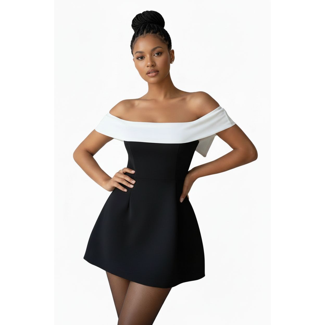 Off Shoulder Back Bow Mini Dress