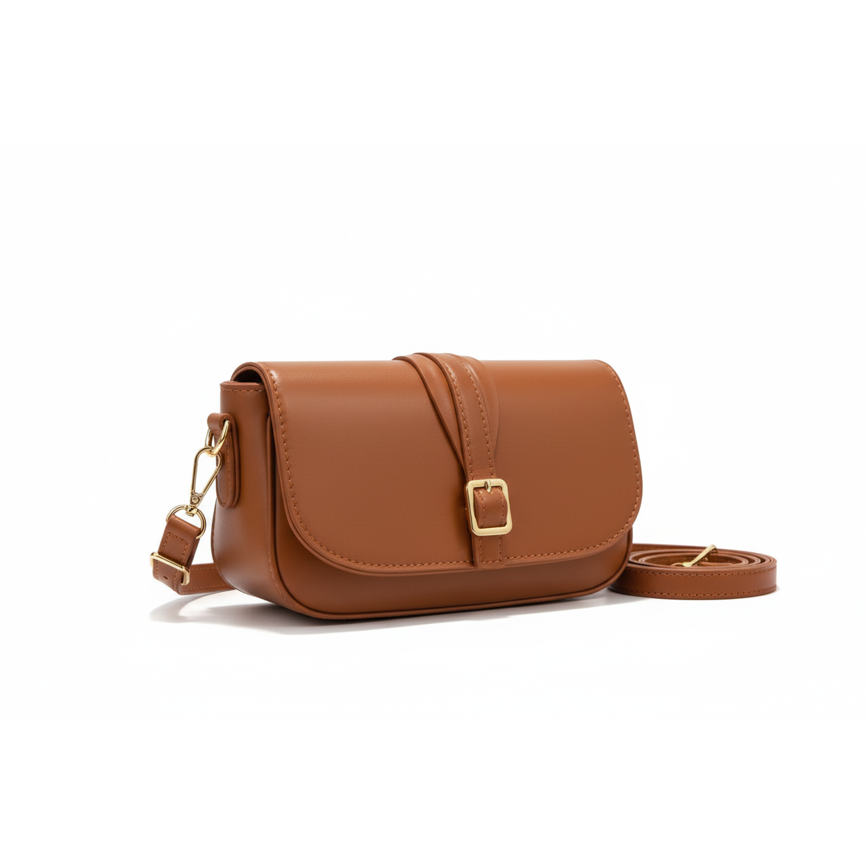 stylish faux leather buckle crossbody bag