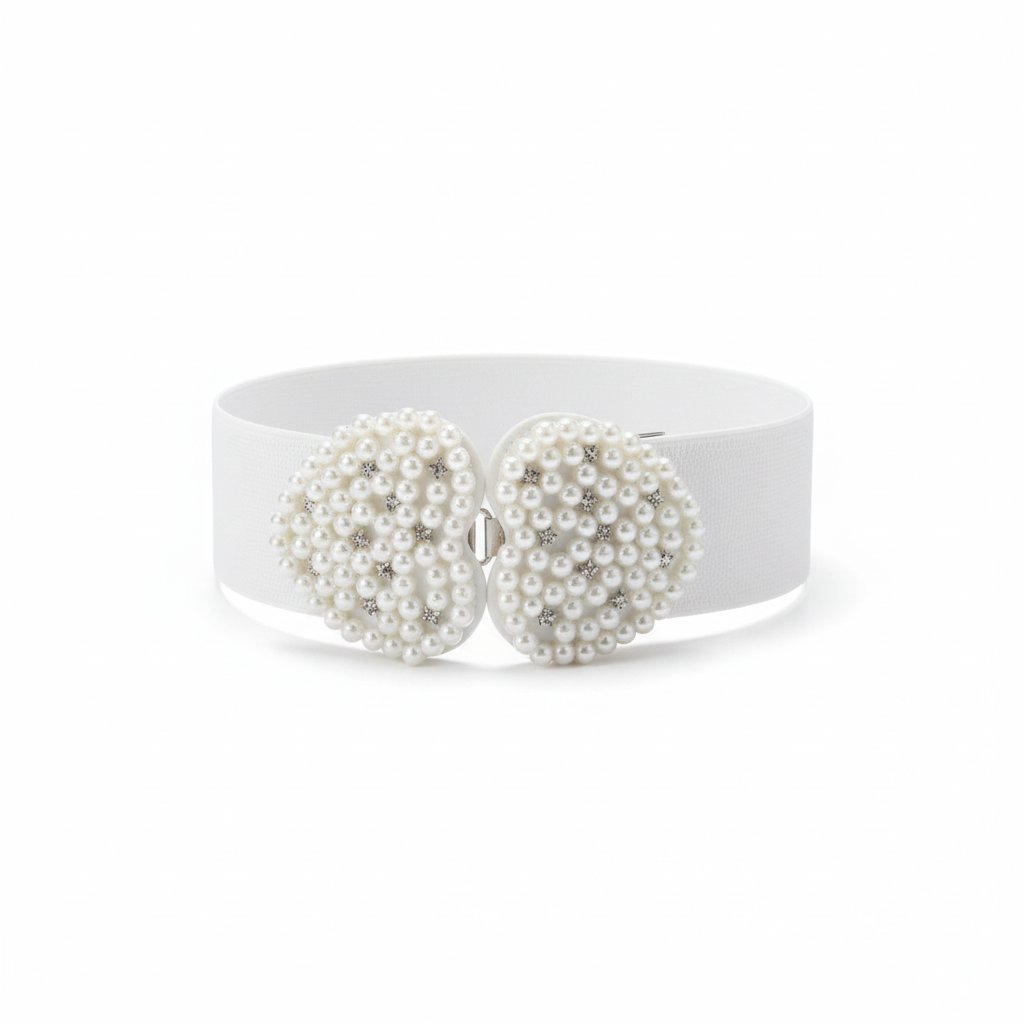 Heart-Shaped Pearls Buckle Belt