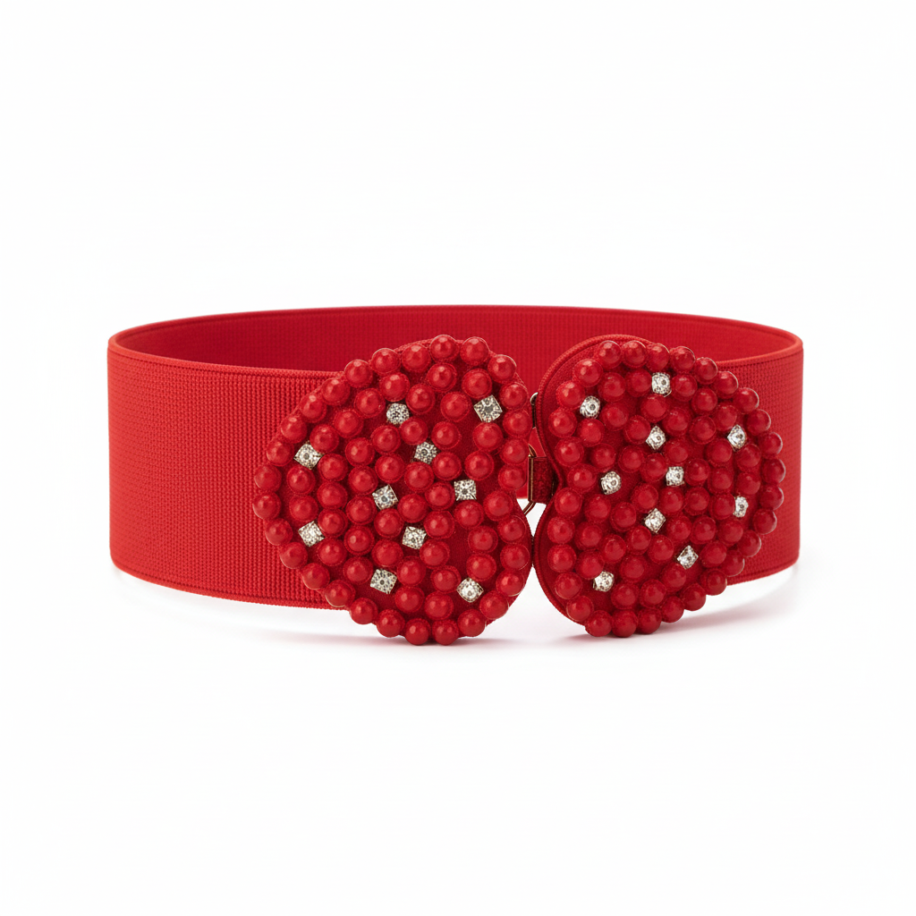 Heart-Shaped Pearls Buckle Belt