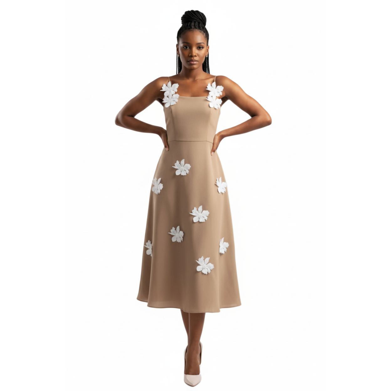 3D Flower Sleeveless Sling Dress