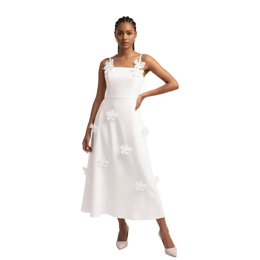 3D Flower Sleeveless Sling Dress