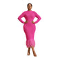 Long Sleeve Bottom Tassel Maxi Dress