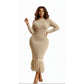 Long Sleeve Bottom Tassel Maxi Dress