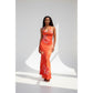 Orange Floral-Print Maxi Dress