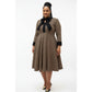 Black Bow Neckline And Contrasting Cuffs