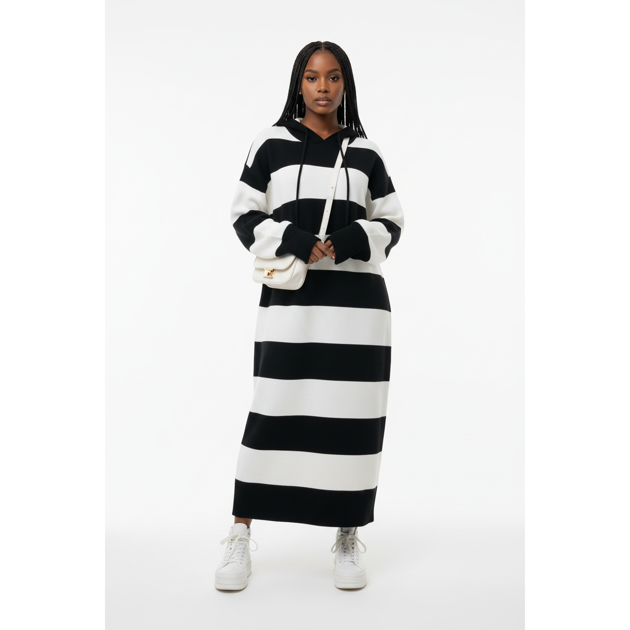 Oversized Winter Hooded Sweater Dress