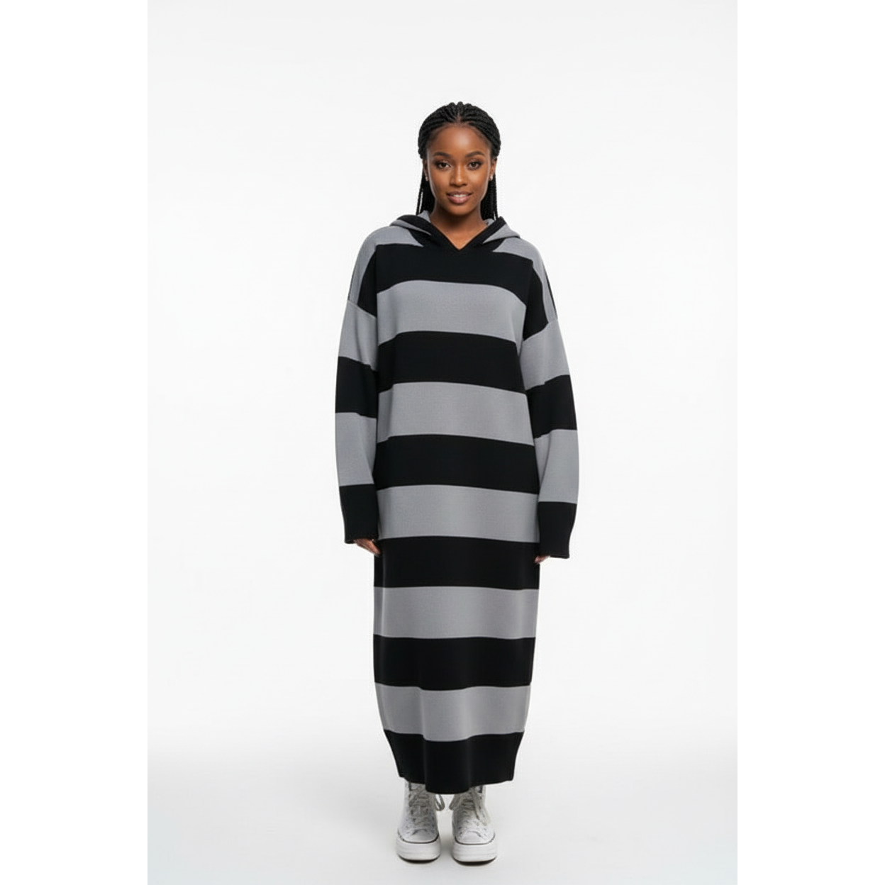 Oversized Winter Hooded Sweater Dress