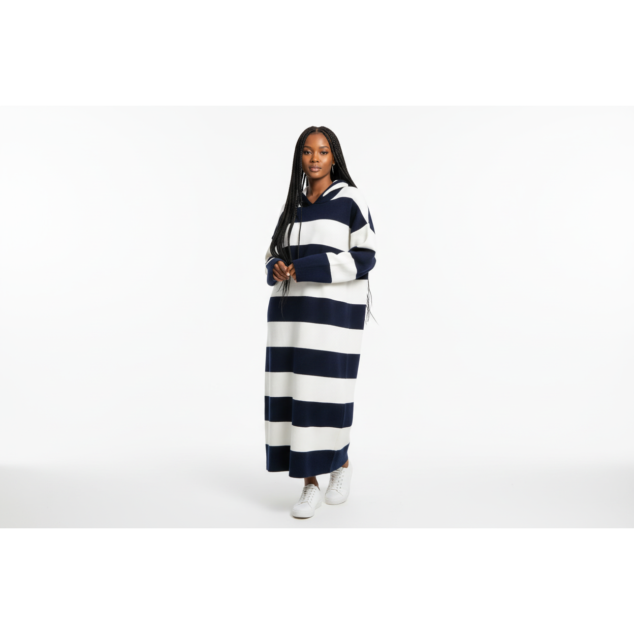 Oversized Winter Hooded Sweater Dress