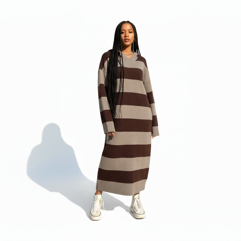 Oversized Winter Hooded Sweater Dress
