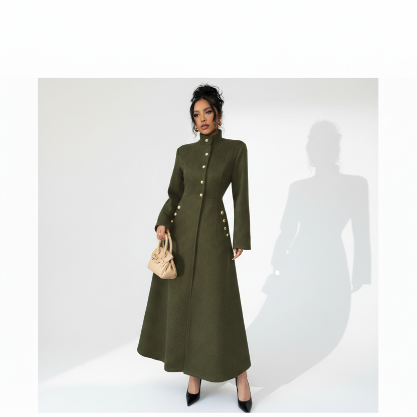 A-line Stand Collar Long Coat – YELLOW SUB TRADING