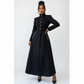 A-line Stand Collar Long Coat
