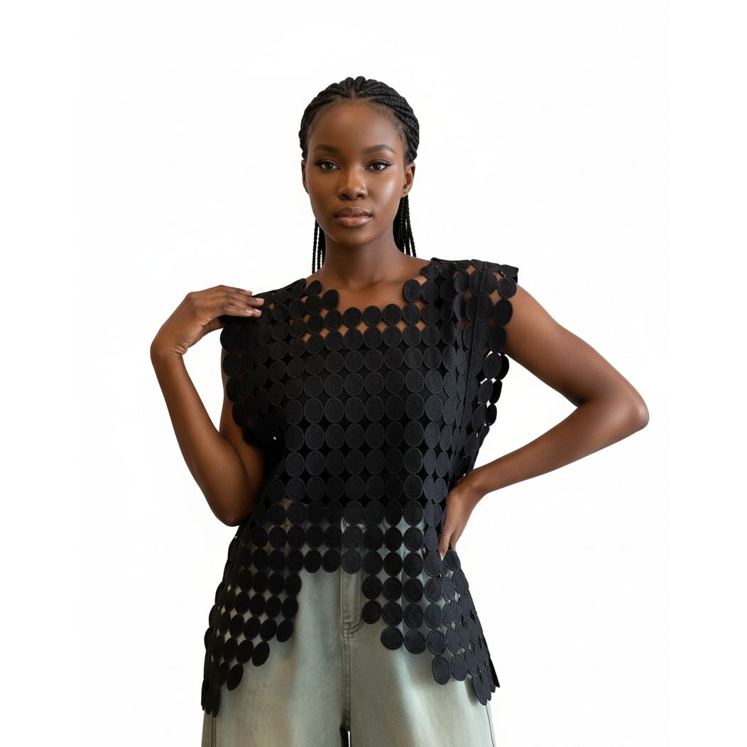 Sleeveless Hollow Out Vest Round Neck Top