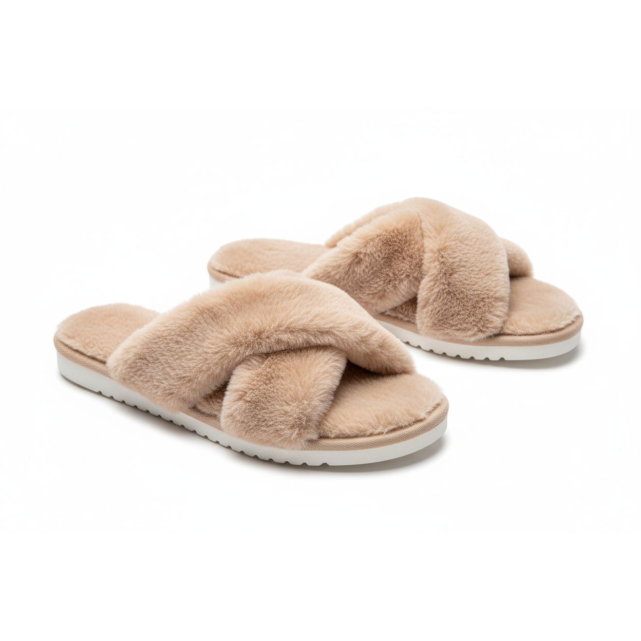 Women's Plush Criss-Cross Strap Slippers