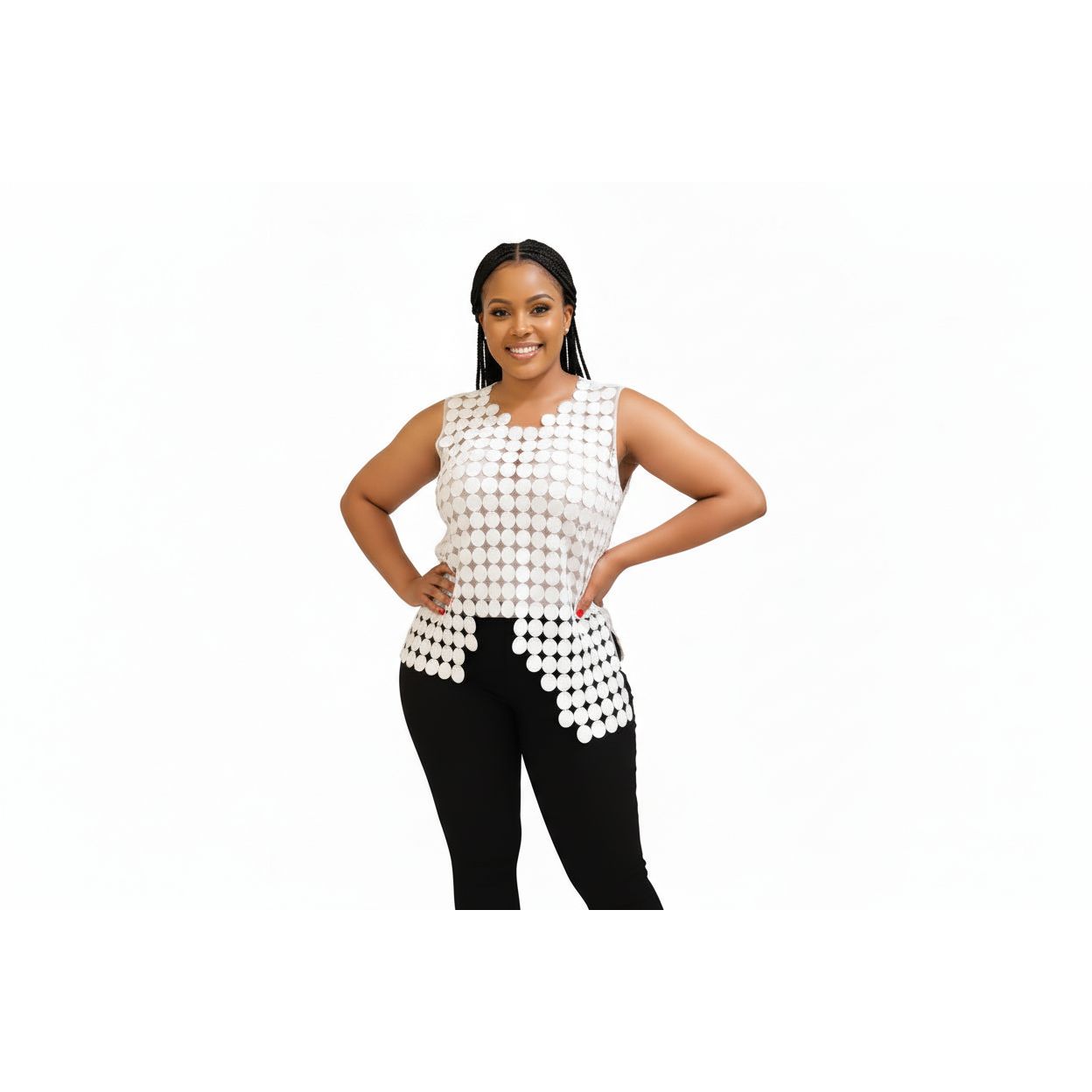 Sleeveless Hollow Out Vest Round Neck Top