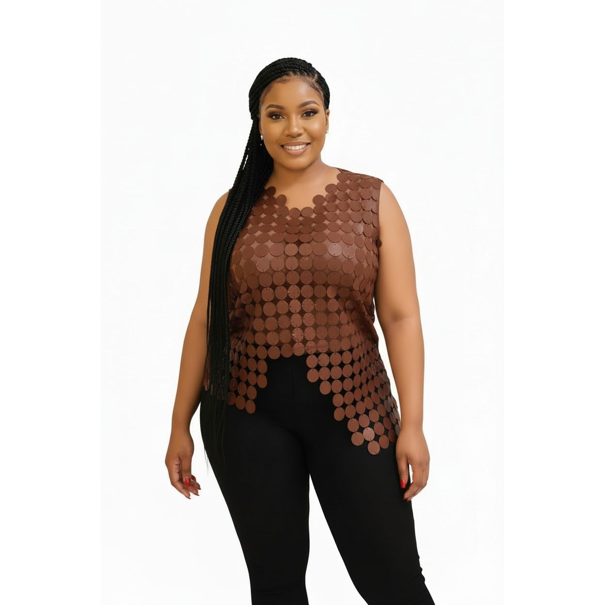 Sleeveless Hollow Out Vest Round Neck Top