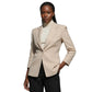 Gauged Sleeve Notch Collar Blazer