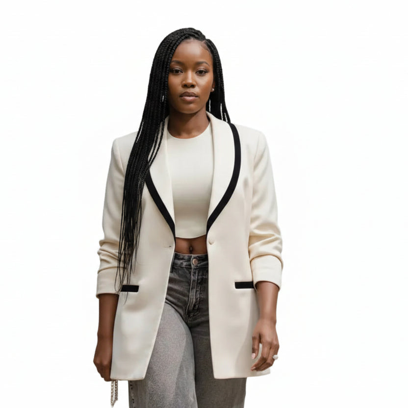 MOTF PREMIUM Contrast Binding Shawl Collar Blazer