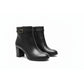 Ladies Round Toe Leather Block Heel Boots