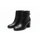 Ladies Round Toe Leather Block Heel Boots