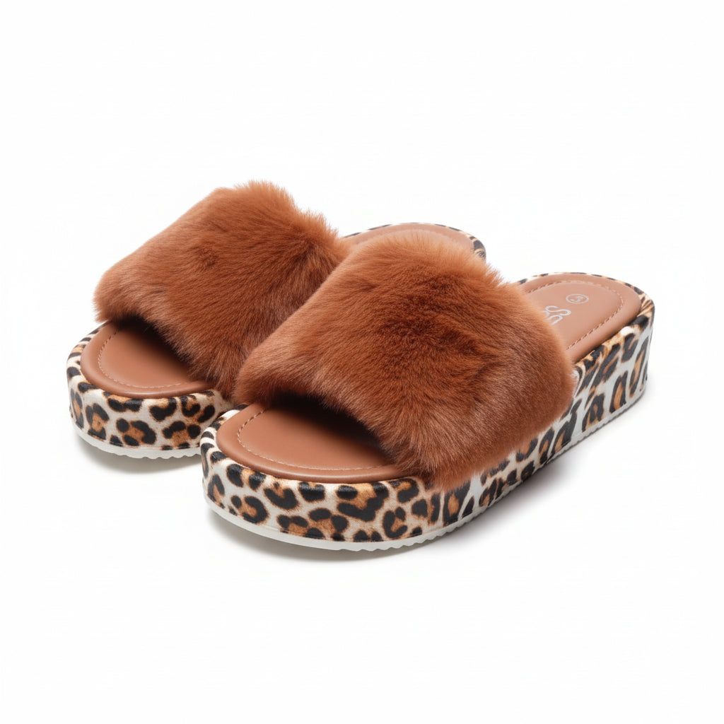 Women's Leopard Print Platform Slippers