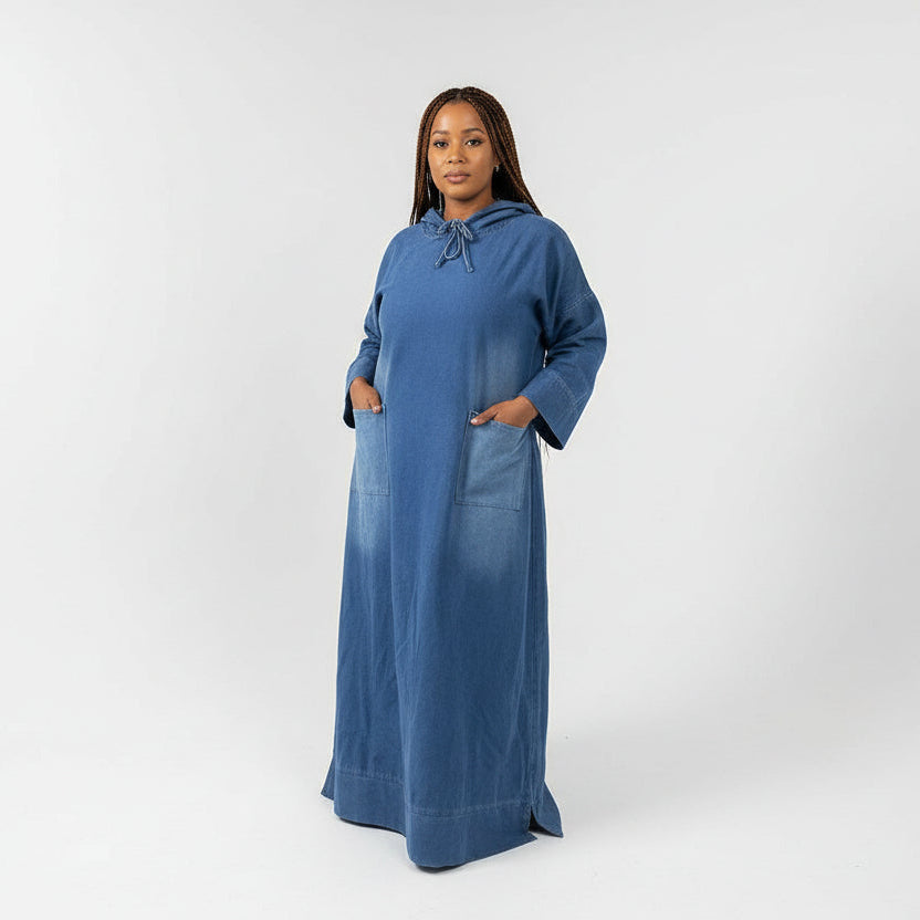 Plus Size Long Sleeve Jean Dress