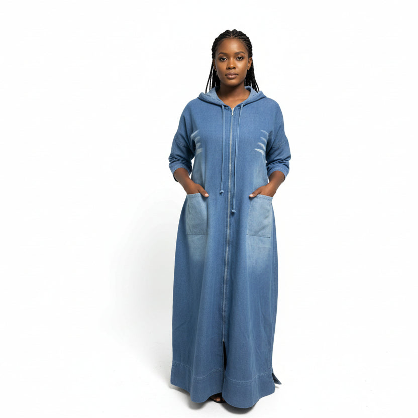 Plus Size Long Sleeve Jean Dress