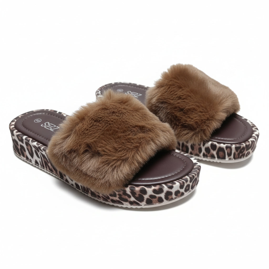 Women's Leopard Print Platform Slippers