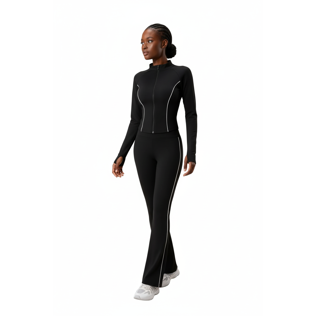Long-Sleeve Zip-Jacket & Matching Flared Pants