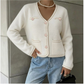 Pearl Button Trim Knitted Cardigan