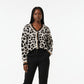 Leopard Print Detail Trim Knitted Cardigan