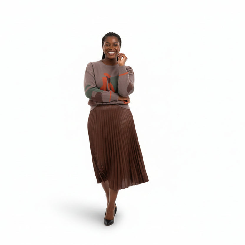 Two-piece Knitted Sweater &  Pleated Skirt Set
