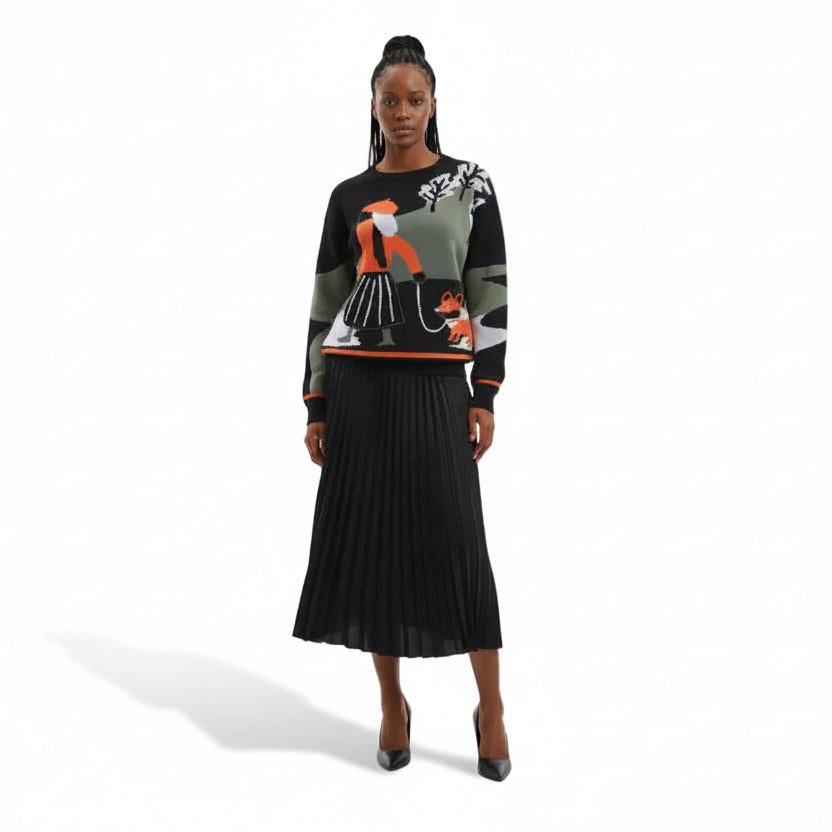 Two-piece Knitted Sweater &  Pleated Skirt Set